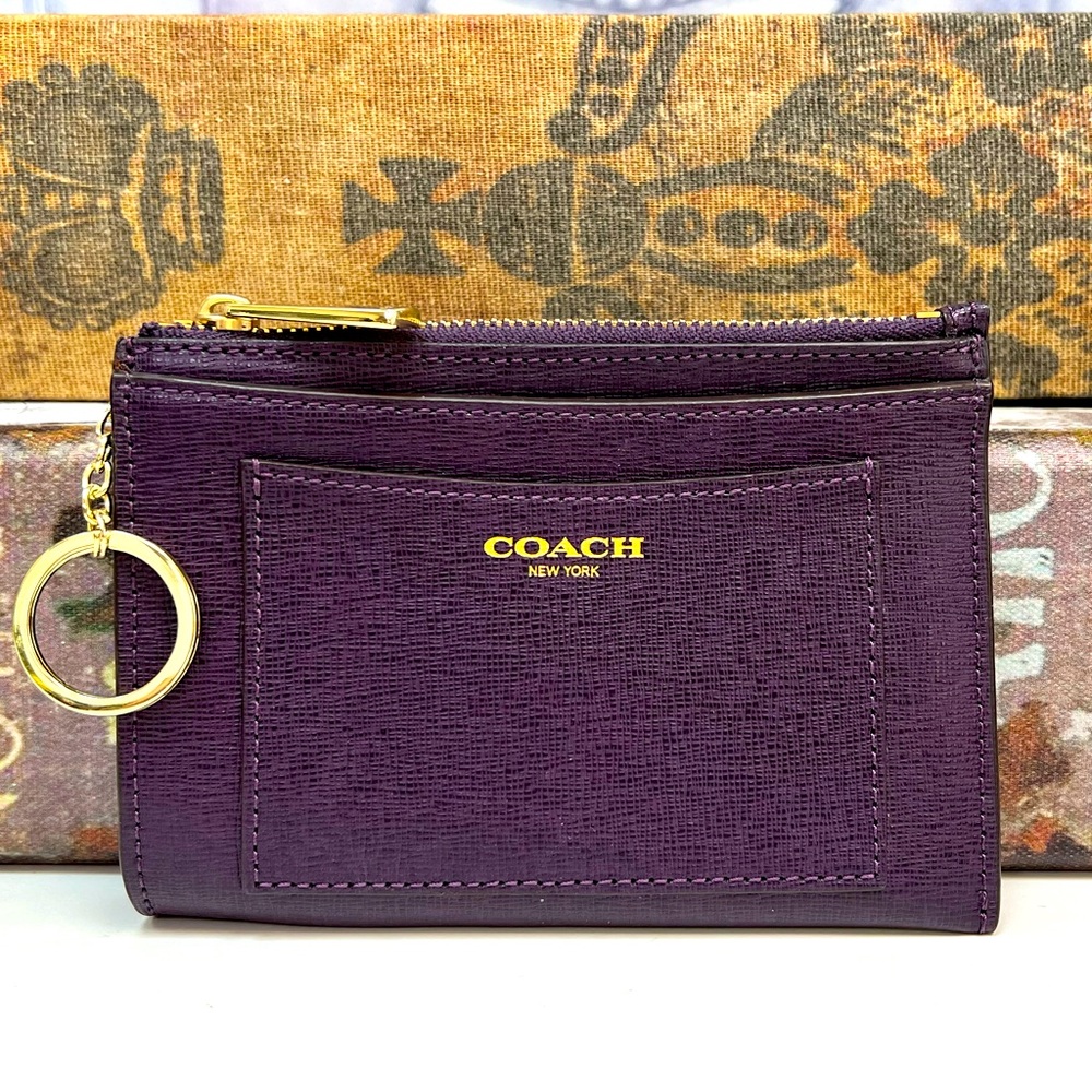 Coach Skinny ID/ Card Case With Keyring NEW WITHOUT TAGS Deep Purple